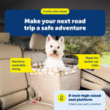 PetSafe Happy Ride Quilted Dog Safety Seat - Dedicated Pet Car Seat for Safer Travel - Elevated Pet Booster for Window Views - Machine Washable Removable Cover - Fits Most Cars