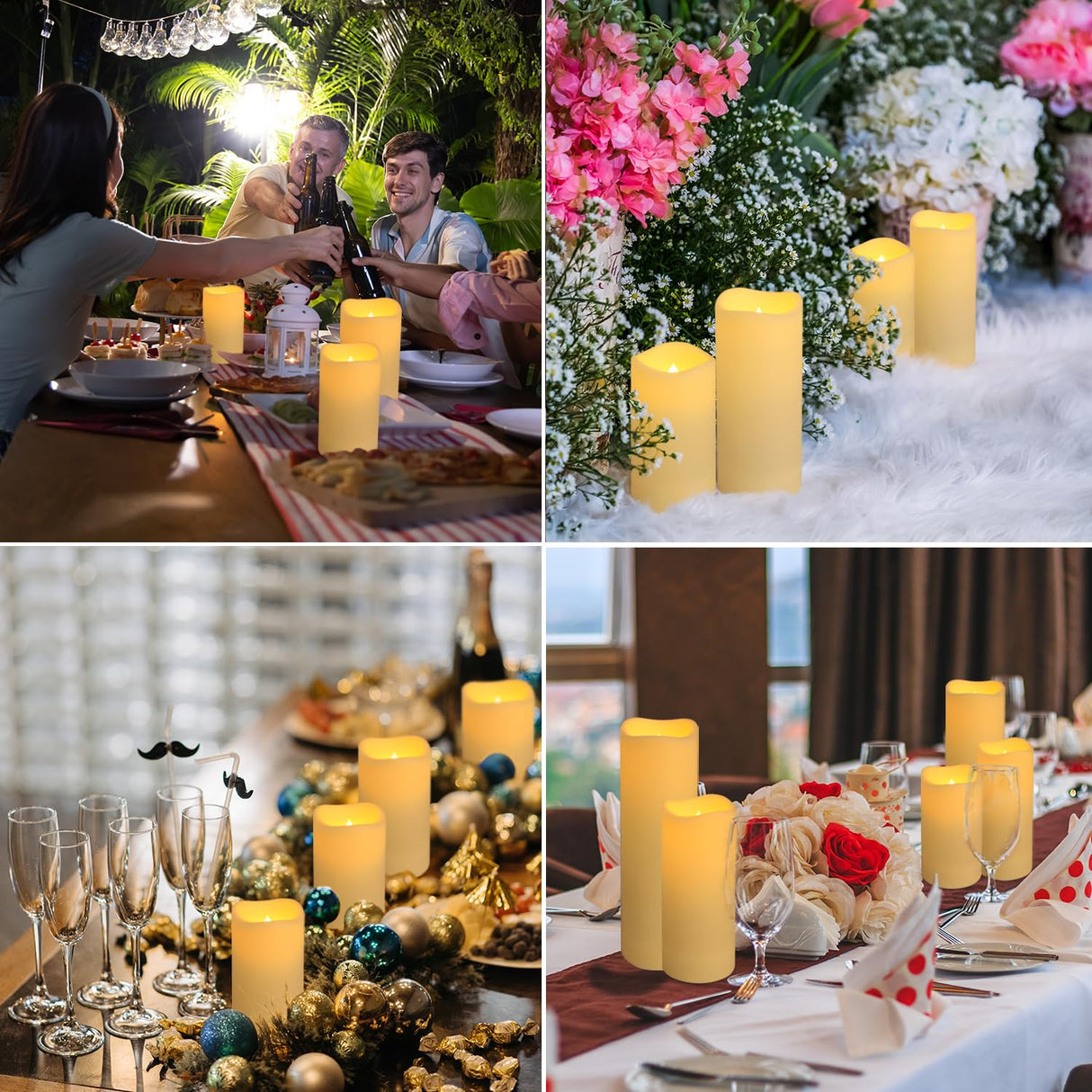 fclayvts 24-Pack LED Flameless Candles with Remote Control -Remote flameless Candles- Timer Candles -3D Flame, for Halloween Christmas Parties,Wedding,Home,Gift and Special Occasions(Three Sizes)