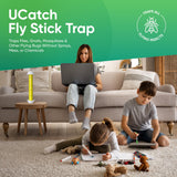 Sticky Fly Trap Indoor & Outdoor Pack of 4 | Hanging Fly Stick for Gnats, Flies, Wasps, Mosquitoes & Other Flying Bugs | Fly Trap Sticky | Home Pest Control | Flying Insect Trap Rolls | Ucatch