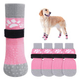 SCENEREAL Anti Slip Dog Sock to Prevent Licking Paws for Hardwood Floors, Boots & Paw Protector Shoes for Hot/Cold Pavement with Grippers, Double Sides Grips for Small Medium Large Senior Dogs, L