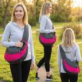 PUCEWMY Small Dog Sling Carrier, Sling Pet Pouch to Wear Medium Dog Cat Travel Breathable, Soft-Sided Crossbody Puppy Carrying Purse Bag, L, Rose