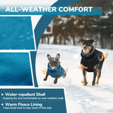 PUMYPOREITY Snow Jacket for Large Dogs Waterproof, Warm Dog Winter Coat with Harness Built in, Fleece Jacket with Back Zipper, Cold Weather Coats for Outdoor, Windproof Pet Snowsuit, Blue, 3XL