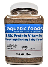 Aquatic Foods Inc. 55% Protein Vitamin Rich Micro Floating/Slow Sinking Baby & Fry Food for Cichlids, Community Fish, Baby Koi & Pond Fish, All Aquarium Tropical Fish...12oz Jar