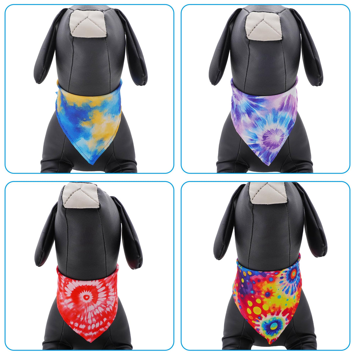 Pai Sence Tie Dye Dog Bandanas Bulk for Dogs 60 Pcs Assorted Size Stitching Dog Bandanas Small Medium Large Mixed Size Bandana Party Grooming