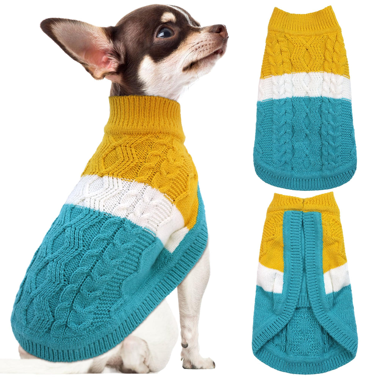 SHIAOMIN Knitted Dog Sweater - Color Block Thick Warm Dog Clothes Pet Winter Coat, Puppy Outfits Cat Apparel for Small Medium Dogs Cats Boy Girl Pet (XX-Large)