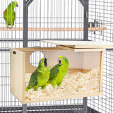 CooShou Parakeet Nesting Box Cockatiel Nesting Natural Pine Bird Nest Bird Breeding Box House Acrylic Transparent Bird Box with Detachable Wooden Board for Lovebirds Cockatiel Budgie Conure Parrot XL