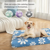 Yaning Dog Beds for Large Dogs, Cute Thick Dog Bed for Crate Kennel, Fluffy Pet Bed with Removable Washable Cover and Anti-Slip Bottom, 35"x 22", Blue Flower