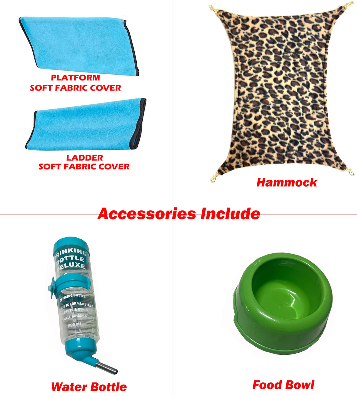 X-Large 31"x18.5"x53.5"H Deluxe Double Unit 4-Tiers Tight 1/2-Inch Bar Spacing Large Front Doors Water Bottle Food Bowl Feisty Ferret Hammock Squirrel Chinchilla Rat Small Animal Critter Rolling Cage