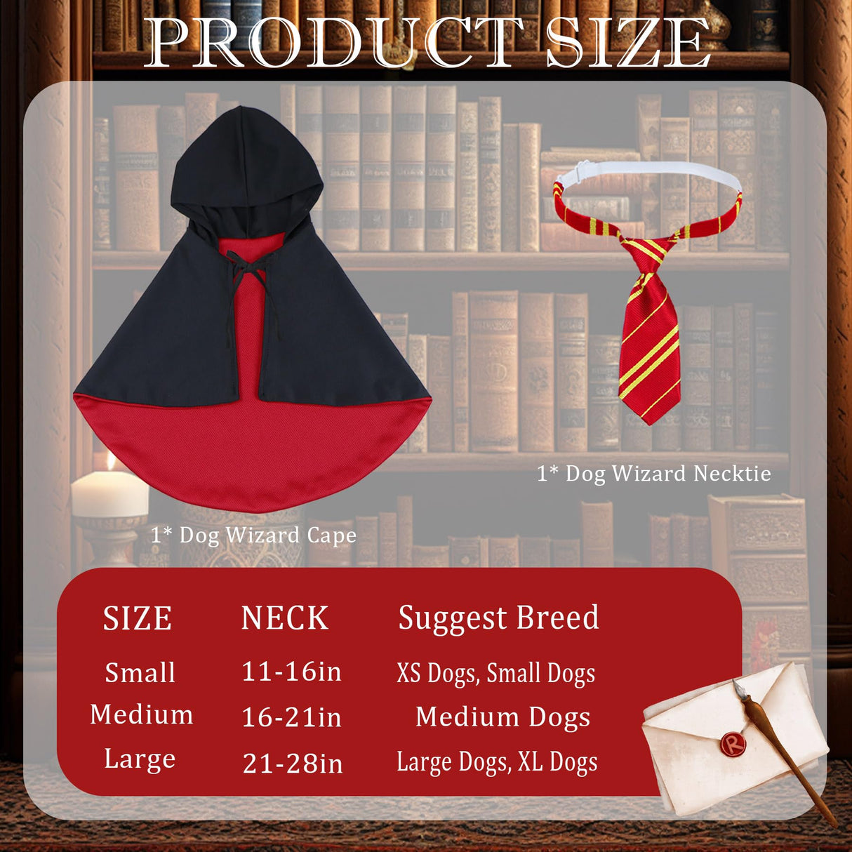 GOYOSWA Dog Halloween Costumes, Dog Wizard Costume Halloween Wizard Witch Cloak Cape with Neck Tie Halloween Costumes for Small Medium Large Dogs Pets (Red, Medium)