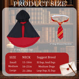 GOYOSWA Dog Halloween Costumes, Dog Wizard Costume Halloween Wizard Witch Cloak Cape with Neck Tie Halloween Costumes for Small Medium Large Dogs Pets (Red, Medium)
