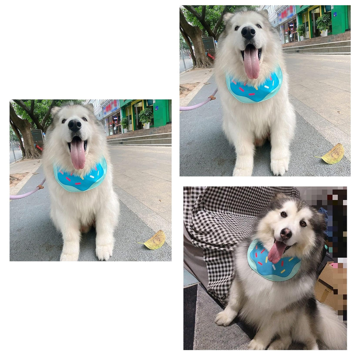 Cute Dog Bandana Cartoon Donuts Pet Dog Bib Neckerchief Cat Bandana Waterproof Pet Bib for Medium to Large Dogs Adjustable Pet Bandana Golden Retriever Alaskan Samoyed