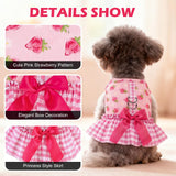 EXPAWLORER Dog Harness Small Medium Sized Dogs, Plaid Dog Dress Bowknot Harness and Leash Set, No Choke No Pull Soft Mesh Vest Cute Princess Puppy Outfits Clothes Costume for Girls Party Cats Pink M