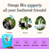Grubbly Farms Omega Mix Chicken Treats for Laying Hens - Superfood and Omega-Rich Chicken Feed Supplement to Support Egg Production, Strong Eggshells and Nutritious Yolks - 5LB