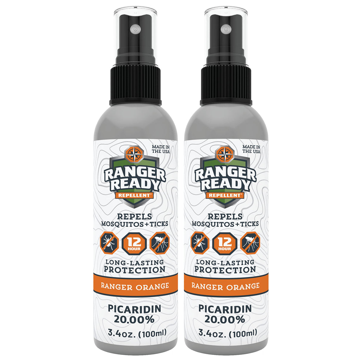 Ranger Ready Picaridin 20% Tick & Insect Repellent, Ranger Orange Scent Deet-Free Bug Spray, Travel Size 3.4 Oz. (Pack of 2)