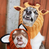 Zoo Snoods Giraffe Costume - Knit Dog Snood Ear Wrap for Pets, Warm Neck Cover for Halloween and Winter (Large)