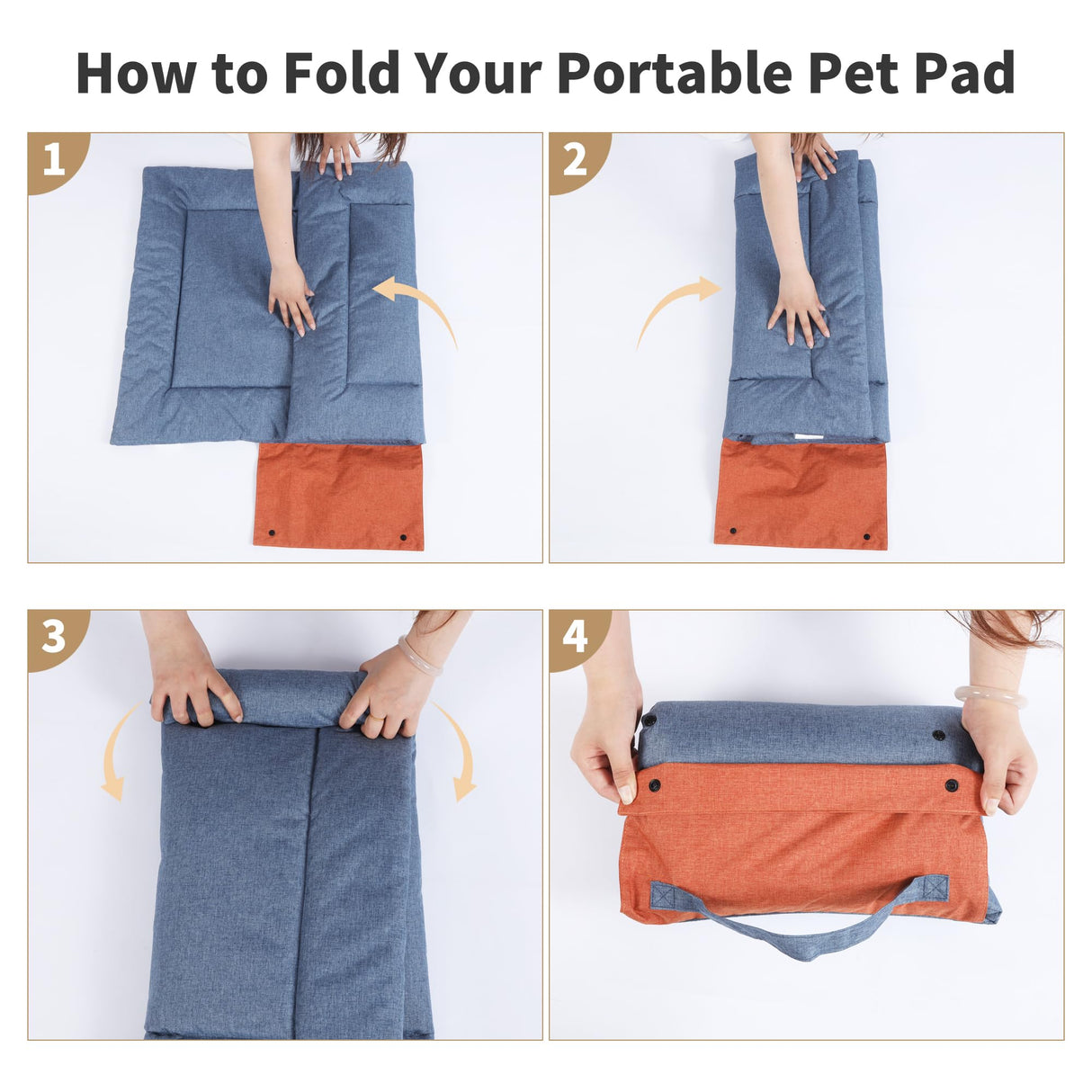 Outdoor Foldable Dog Mat Durable Teflon-Coated Oxford Material Waterproof Thin Dog pad Travel-Friendly Machine Washable Design for Camping/Car (Orange, Small (27.6 * 19.7 * 1.57 in))