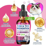 Flea & Tick Prevention for Dog and Cat, Natural Oral Flea & Tick Support Drops with Multivitamin Omega-3 for Pets - Supports Healthy Skin & Coat - Flea Herbal Drops All Breeds and Sizes - Bacon