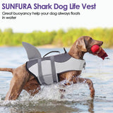 Bess Bridal Dog Life Jacket - Shark Life Vest for Swimming Boating - Reflective Lifejacket Swimsuit for Small Medium Large Dogs - High Buoyancy Lifesaver Preserver with Rescue Handle, Grey Shark XL