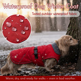 Tiny Dachshund Coat with Warm Fleece Lining, Mini Weiner Vest Jackets, Waterproof & Windproof Wiener Winter Clothes, Outdoor Clothes for Small Dachshunds Puppy, Boys & Girls Long Back Dogs(Red, XS)