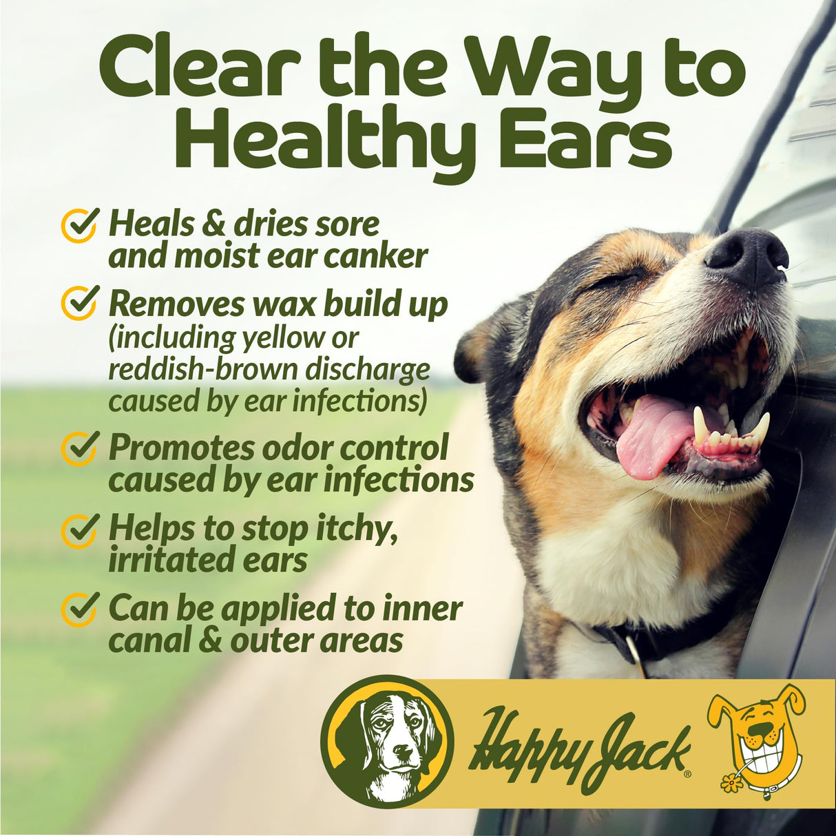HAPPY JACK Ear Canker Powder (0.5 oz) Dog Ear Powder for Infections, Made in USA, Helps Allergies, Polyps, Overproduction of Wax