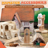 Sonwyoung 18 Pcs Hamster Cage Accessories, Silent Hamster Wheel, 15 Chew Toys Set, Maze Wood House and Water Bottle Set for Rat Mice Small Animals Habitat (Fun Interactive Style)
