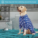 LovinPet Large Dog PJS Clothes: Wound Care/Post Surgery Mastiff Shirt, Lightweight Stretchy Knit Dog Pajamas, Mermaids & Unicorns Blue and White Print, Mastiff Pajamas, Pet PJ's/Medium