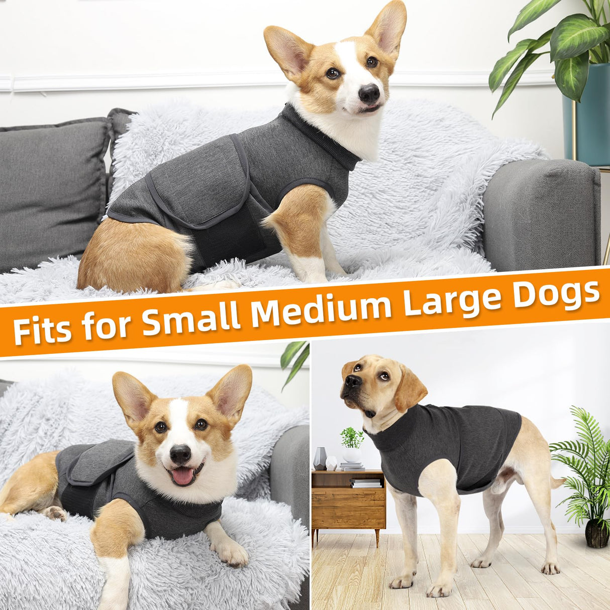 Kodervo Dog Anxiety Vest, Skin-Friendly Thunder Jacket for Dogs, Dog Calming Shirt for Thunder, Fireworks, Vet Visits and Separation - Keep Pet Calm Without Medicine & Training, Anti Anxiety for Dogs