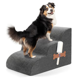 Dog Stairs for Small Dogs, 3-Step Dog Ramp for Bed Chair and Couch, Pet Stairs for Cats with Durable Non-Slip Waterproof Cover, Indoor Pet Steps, Comfortable, Grey
