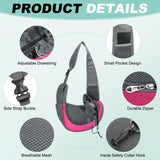 PETAXCELL Dog Sling Carrier for Small Pet Up to 13.2 lbs Hand-Free Drawstring Pet Sling Carrier with Safety Hook & Adjustable Strap, (Rose Red, 1 Pcs) Intended for Hiking and Camping