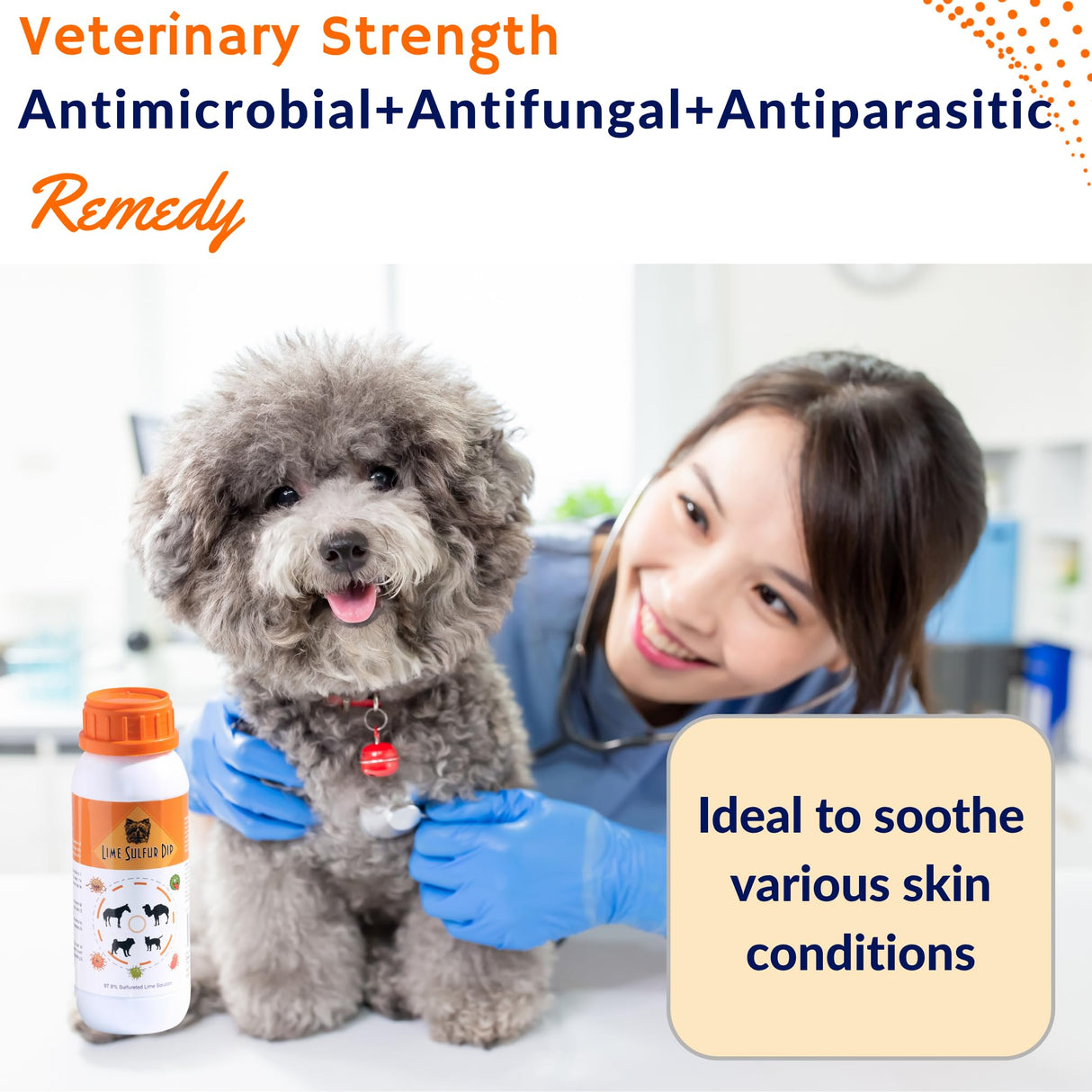 Lime Sulfur Dip – Concentrated Antimicrobial & Antiparasitic Solution for Itchy Skin, Mange, Ringworm & Dermatitis – Safe for Dogs, Cats, Puppies, Kittens, Horses, and Livestock (16 oz)