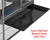 Deluxe Two Tiers Small Animal Critter Cage Tight 1/2-Inch Bar Spacing Water Bottle Food Bowl Feisty Ferret Hammock Chinchilla Rat Mice Squirrel Rabbit Sugar Glider Easy Clean Pull Out Grate Tray