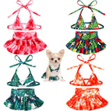 Amylove 4 Pack Summer Themed Dog Bikini for Small Dogs Bathing Suits for Puppy Doggies Swimsuit Dog Bathing Dress Pet Skirts Hawaii Puppy Dresses for Girl Small Dogs Cats Beach