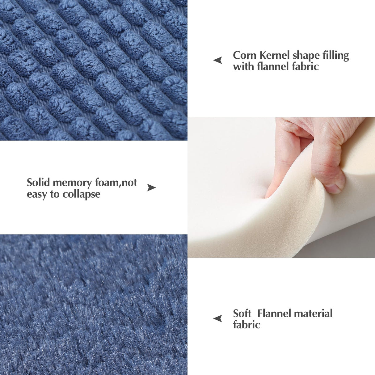 BVAGSS Reversible Dog Crate Pad, Memory Foam Pet Bed Mat, Soft Warm Machine Washable Sleeping Kennel Mattress for Small Medium Dogs XH079 (24''x18''x1.6'',Navy)
