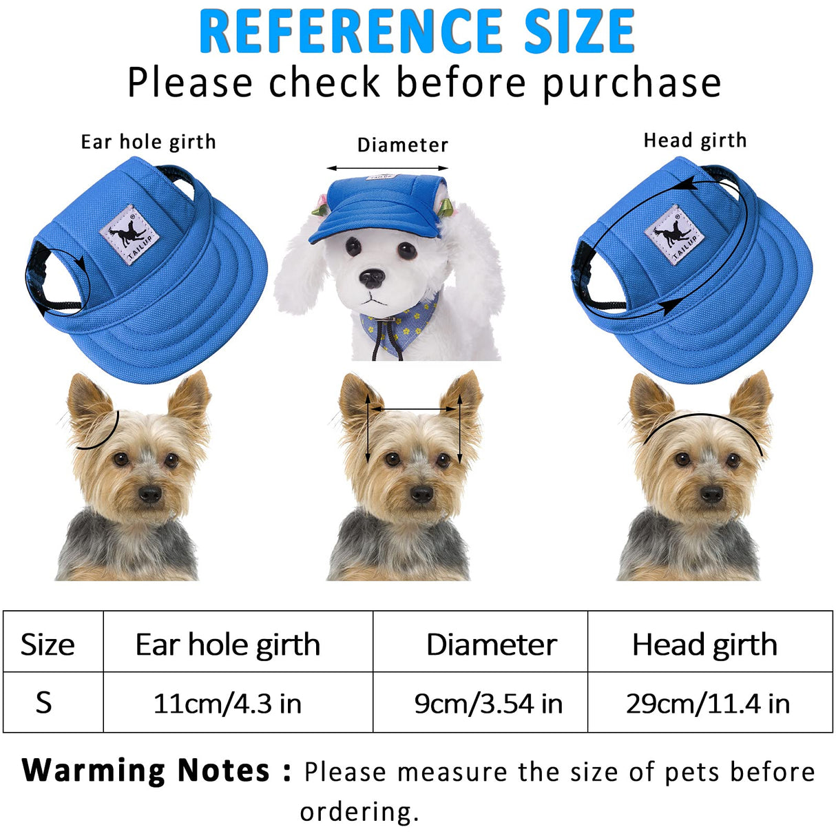 Geyoga 4 Pcs Dog Baseball Cap Sun Protection Dog Visor Hats Outdoor Sports Pet Sun Hat with Ear Holes and Adjustable Chin Strap for Puppy Small Pet