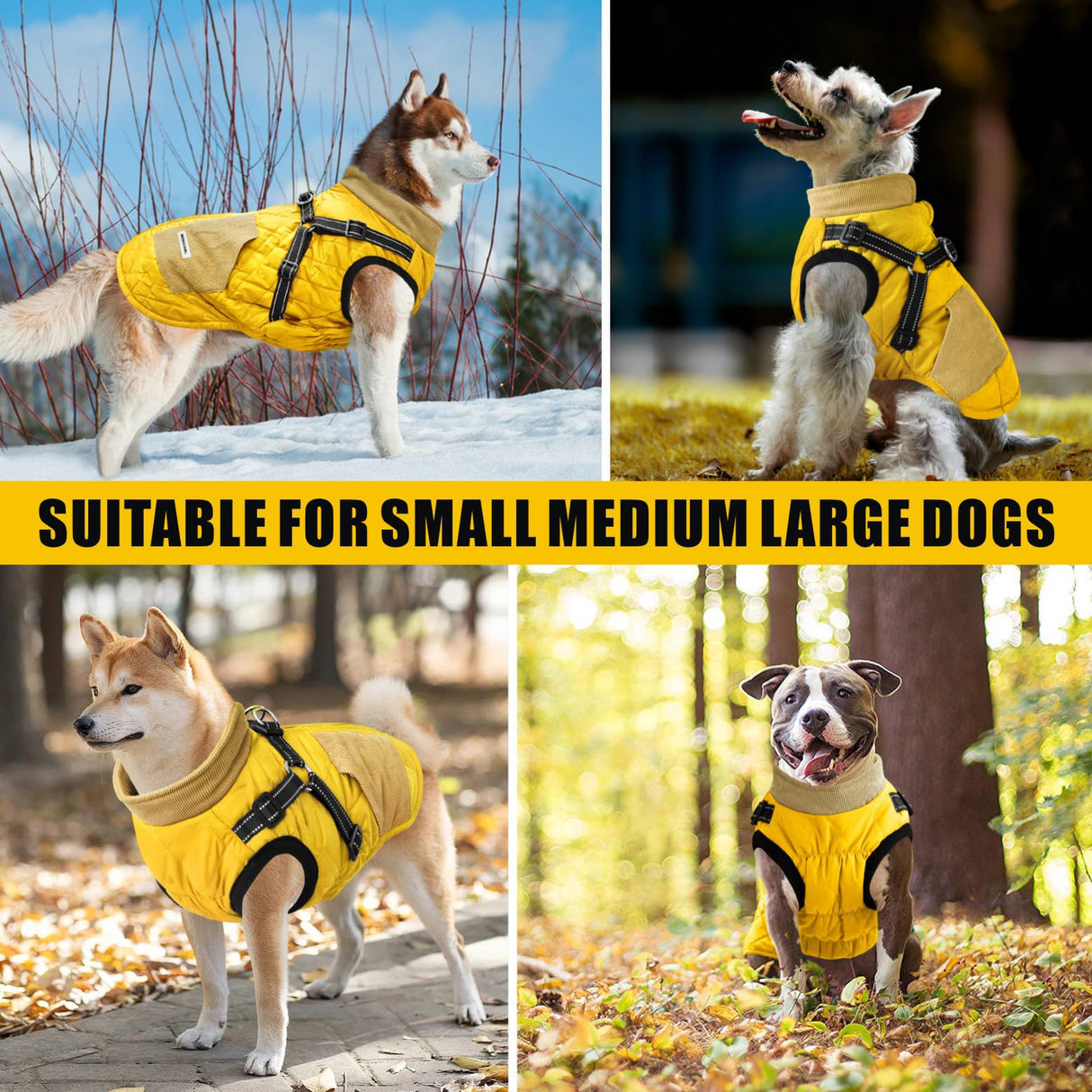 Mosucoirl Warm Dog Coats Pet Clothes, Waterproof Dogs Jacket Reflective Pet Outfits Winter Dog Cold Weather Coat Cozy Snow Jackets Vest for Small Medium Large Dogs Puppy Doggie
