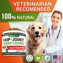 Load image into Gallery viewer, STRELLALAB Hemp Chews for Dogs - Hip &amp; Joint Supplement with Glucosamine - Joint Pain Relief Treats - Omega 3, Chondroitin, MSM - Advanced Mobility Support - Chicken Flavor - 120 Ct - Made in USA
