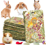 GREMBEB Rabbit Toys 24pcs Bunny Toy Guinea Pig Treats Timothy Hay Chew Toys Chips with Herbal Flowers Hamster Snacks Chinchillas Gerbils for Teeth Apple Sticks Sweet Bamboo