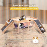 BESNEW Enlarged Guinea Pig Hammock with Platform and Stairs,Wooden Foldable Piggies Hideout for Guinea Pigs Bunny Ferret Hamster Hiding Sleeping Activities 24L x 12W x 11H in（Double）