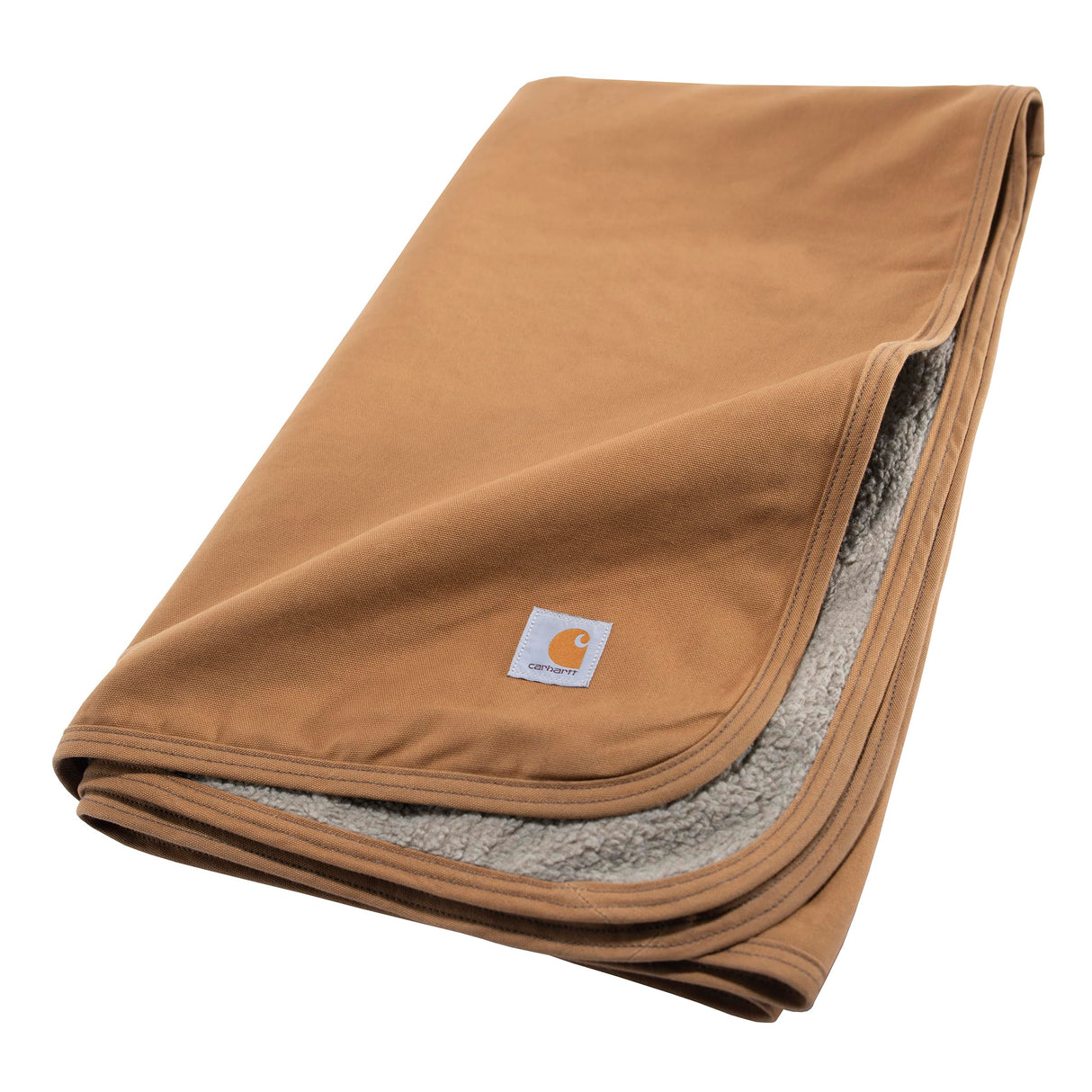 Carhartt Firm Duck Sherpa-Lined Throw Blanket, Reversible Pet Blanket, Carhartt Brown (Fleece/Canvas)