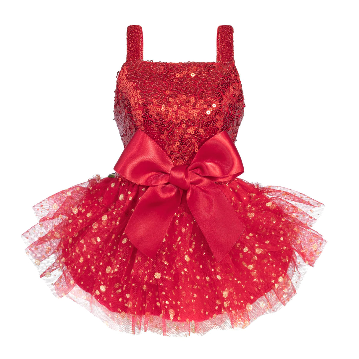 Fitwarm Sparkly Sequin Dog Tutu Dress, Fancy Christmas Outfit for Small Dogs Girl, Holiday Pet Clothes, Red, XS