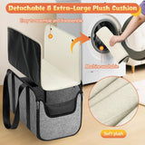 WOYYHO 16 lbs Console Dog Car Seat with Removable Liner, Center Console (Width >9in) Dog Carseat with Front Rear Pillows, Foldable Puppy Car seat with Safety Tether, Stable No Shaking Gray