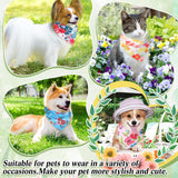 Geyoga 240 Pcs Spring Dog Bandanas Bulk St Patricks Pet Bandanas Adjustable Easter Triangle Dog Grooming Scarf Bibs Kerchief for Small Medium Large Cats Pet Costume(Floral)