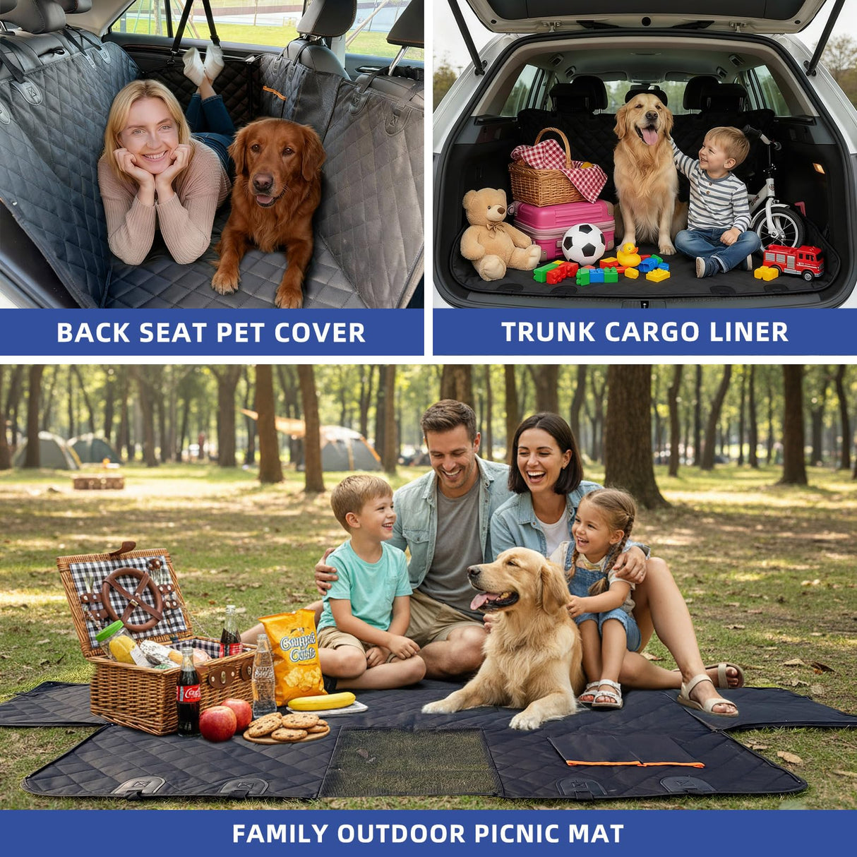 Junpee Dog Car Seat Cover for Back Seat - Waterproof and Anti-Slip Car Dog Seat Cover, with Hammock Design for Safe and Comfortable Travel, Suitable for Most Cars Trucks SUVs