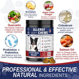 200 Treats, Dog Allergy Chews Immune Support Dogs Dog Allergy and Itching Skin Relief Bites Probiotics for Yeast, Itchy Skin and Itchy Ears Anti Itch Licking Paws Treatment for Dogs Seasonal Allergies