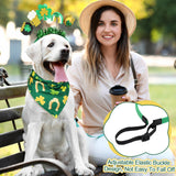 Wavwavw 18 Pcs St Patricks Day Dog Headband Green Shamrock Dog Bandanas Costume Buffalo Plaid Triangle Pet Scarf Adjustable Head Bopper Holiday Pet Costume Accessories for Dogs Puppy Cats Outfit Decor