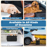 Back Front Seat Extender for Large Dogs Up to 200 Lbs, Adjustable Dog Back Seat Extender with Cushion & Storage Box, Car Organizer Gap Filler for Front or Back Seat