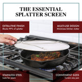 Splatter Screen for Frying Pan - 13 Inch Stainless Steel Grease Splatter Guard - Cover Oil Splash when Sizzling Bacon, Cooking Fried Chicken or Popcorn