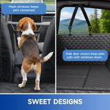 REDASW Dog Car Seat Cover for Back Seat Waterproof Oxford Fabric, Hard Bottom Back Seat Extender for Dogs Scratchproof, Dog Hammock for Car with Mesh Window, Fit Most Cars Small Trucks, Black