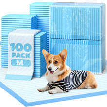 Load image into Gallery viewer, Powools Puppy Pads - Super Absorbent &amp; Spill-Proof Pee Pads for Dogs with 6-Layer Material, Quick-Dry &amp; Hassle-Free Potty Pads for Floors, Furniture, Vehicle, 22" × 22", 100 Packs
