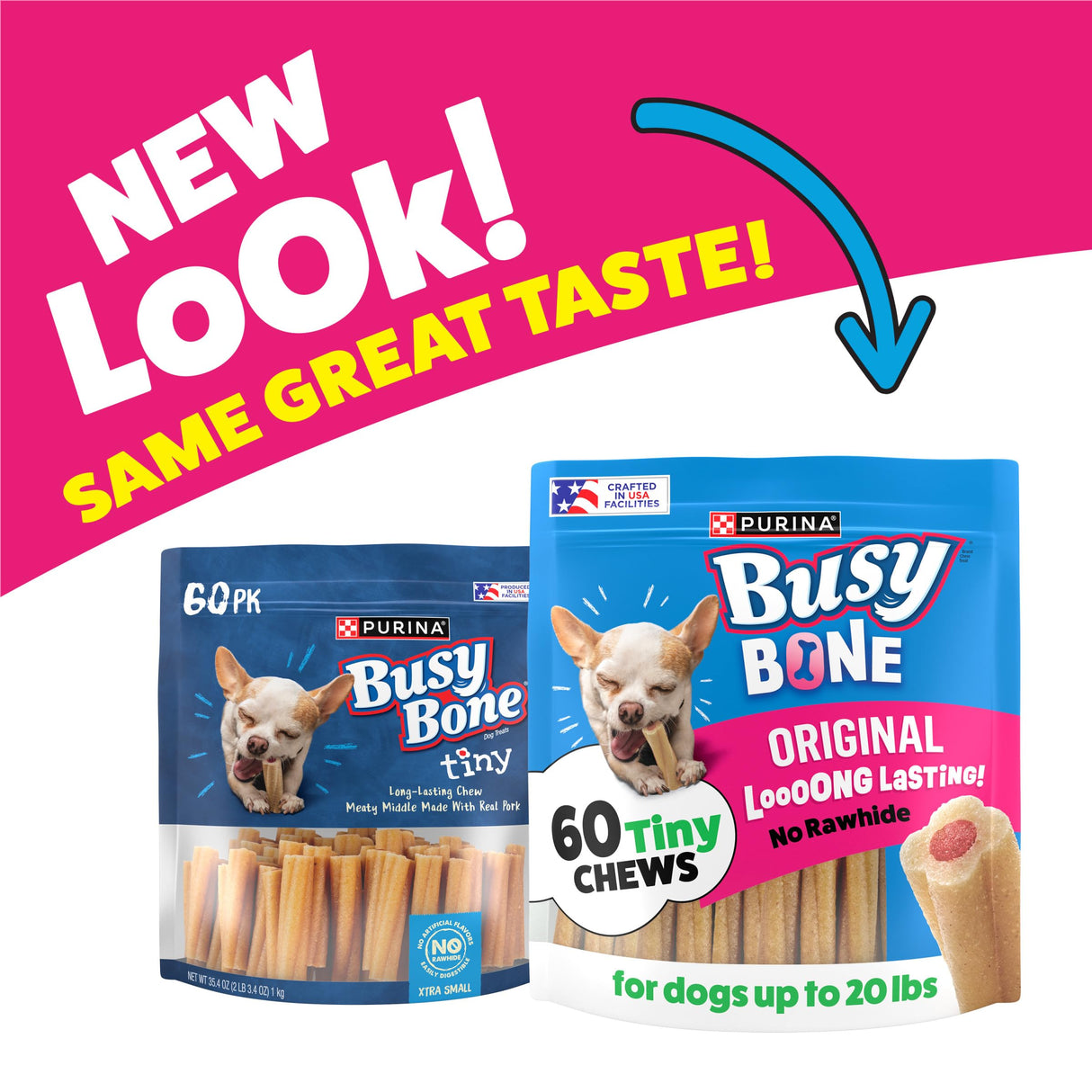 Purina Busy Bone Adult Toy Breed Dog Chew Bone Treats, Tiny - 60 ct. Pouch